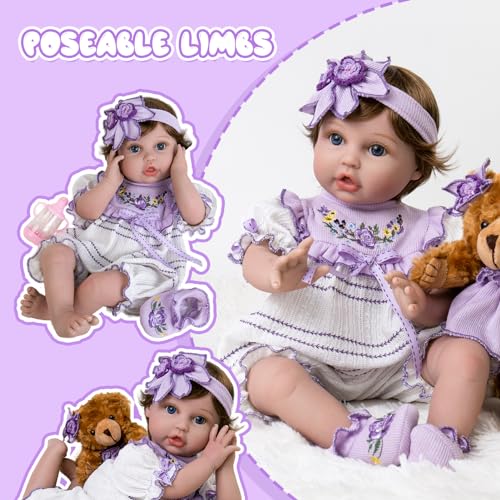 Lifelike Reborn Baby Doll 22 Inch with Feeding Accessories for Kids 3+ U252