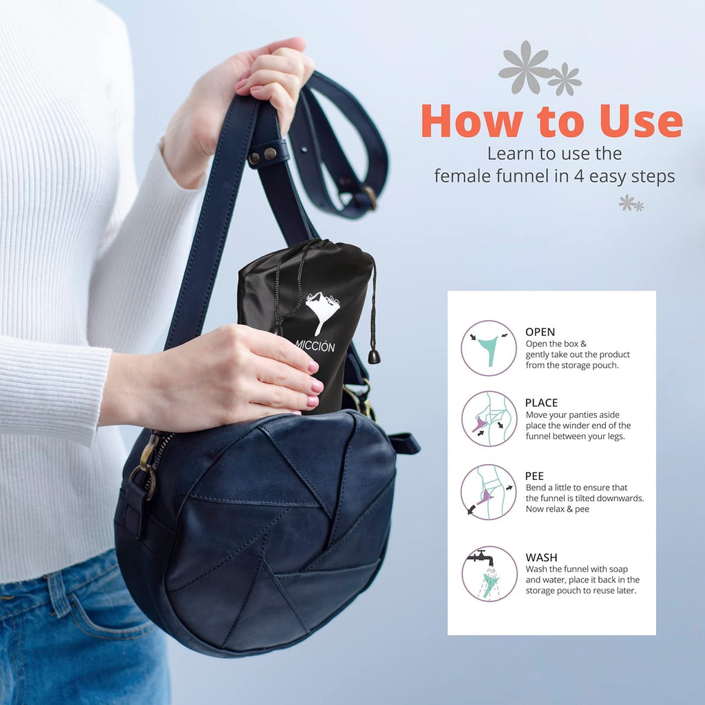Leakproof Portable Urinal Funnel for Women, Reusable, for Camping & Post-Surgery Use X106580