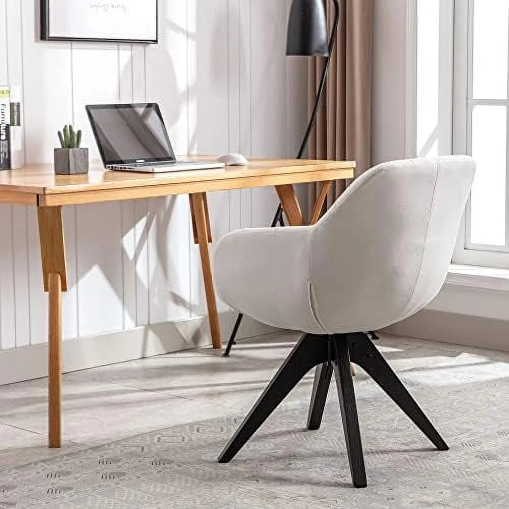 Mid Century Modern Swivel Armchair Fabric Accent Chair with Wood Legs E96436