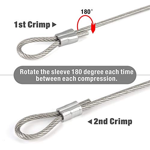 Wire Rope Crimping Tool for Aluminum Copper Sleeves and Ferrules with Built-in Cable Cutter H619602