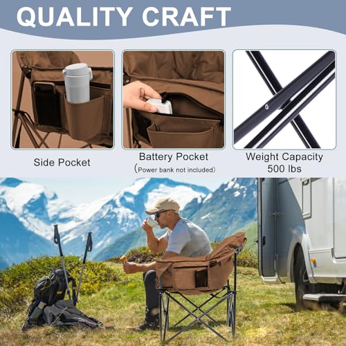 Heated Camping Chair, Portable Folding Outdoor Seat M34603