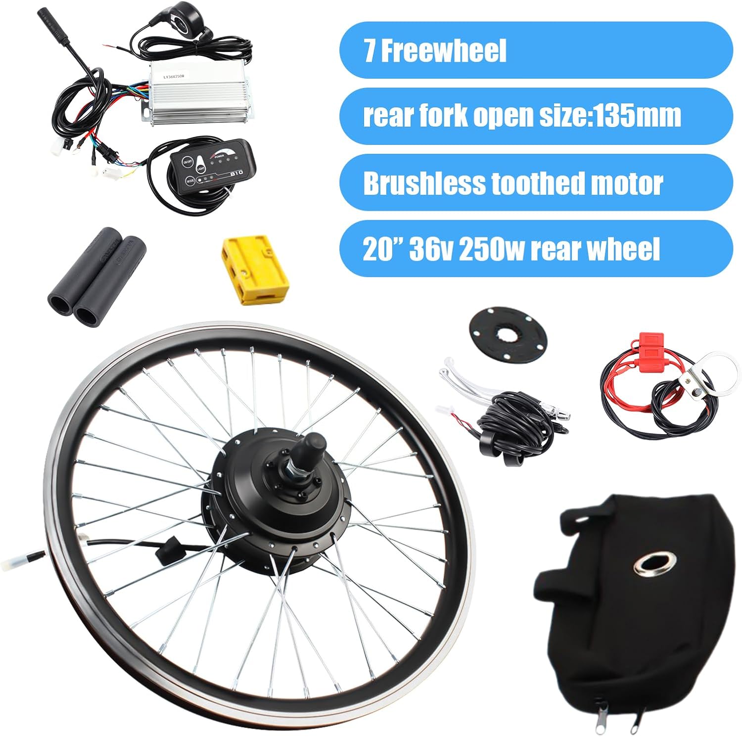 Electric Bicycle Motor Kit, 36V 250W Rear Wheel C313