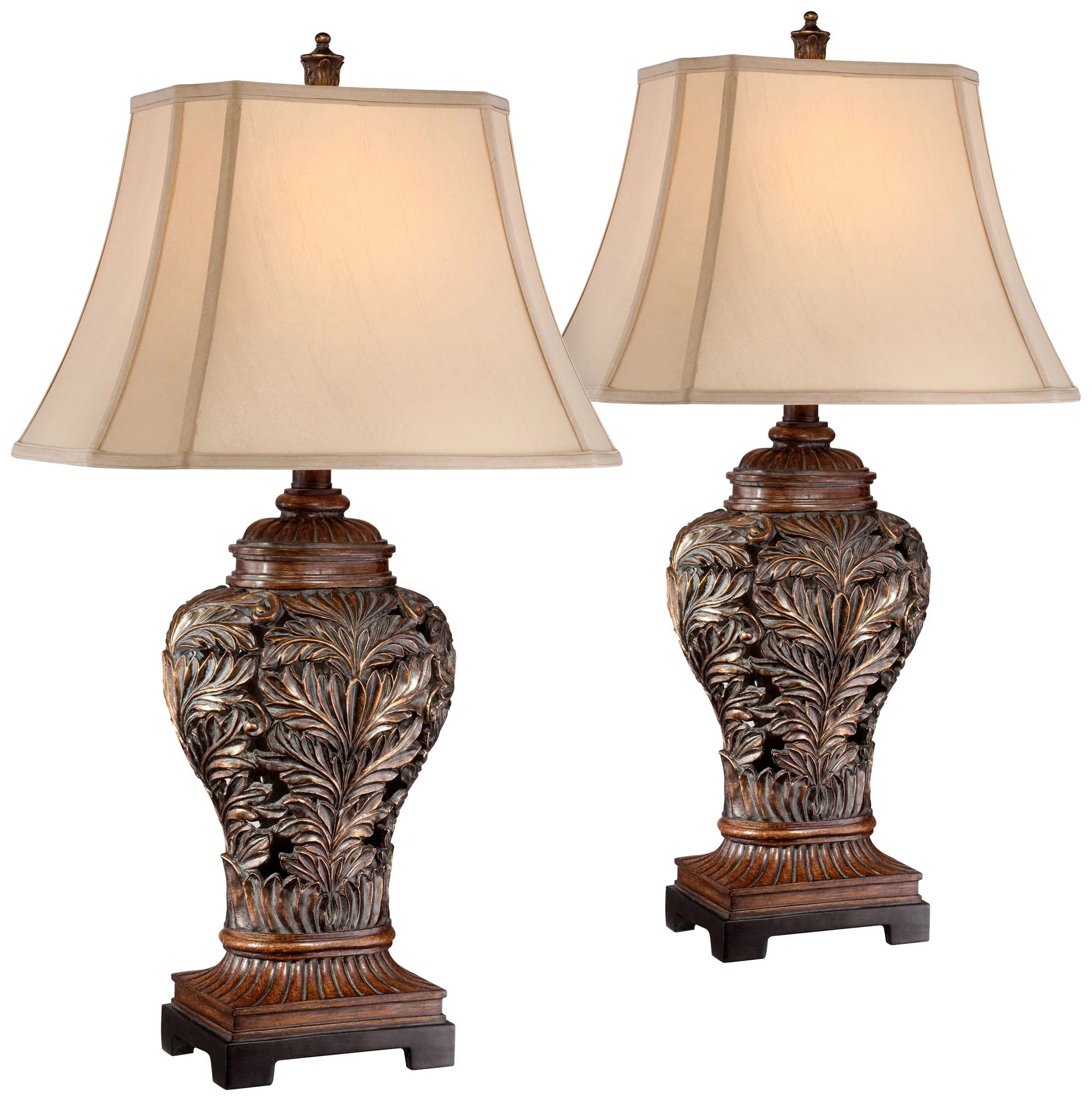 Table Lamps Set of 2, 32.5" Tall with Curling Leaves Design E135589