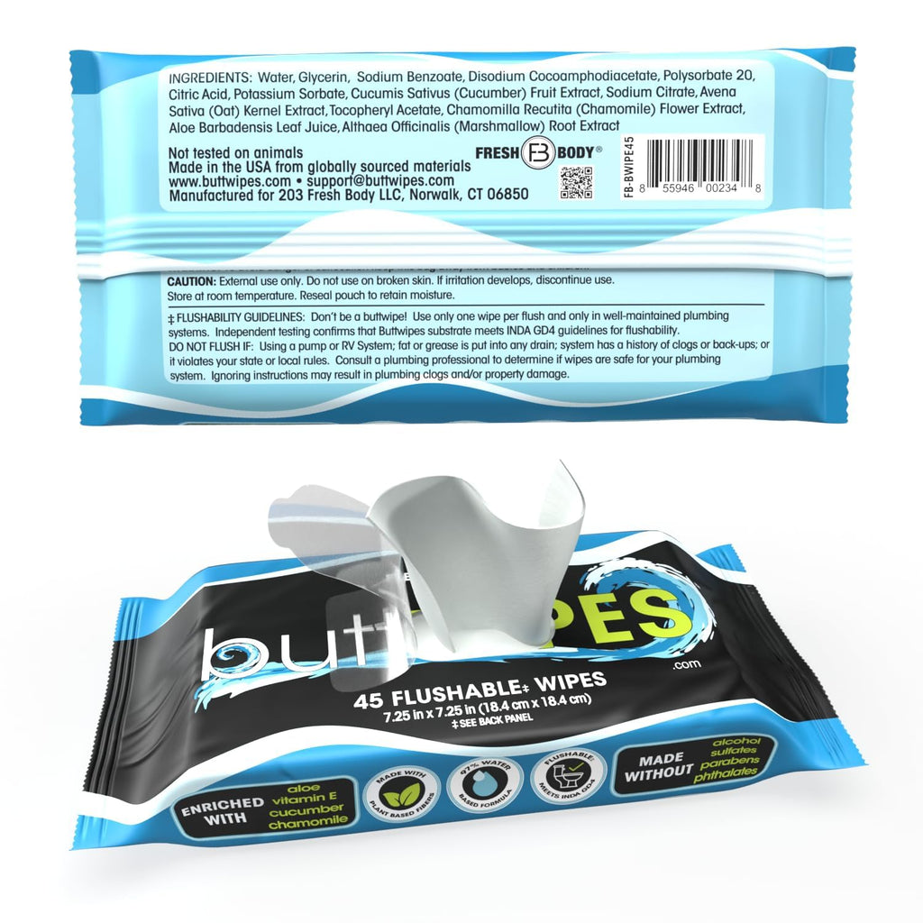 Flushable Wipes for Adults with Aloe and Vitamin E O3626