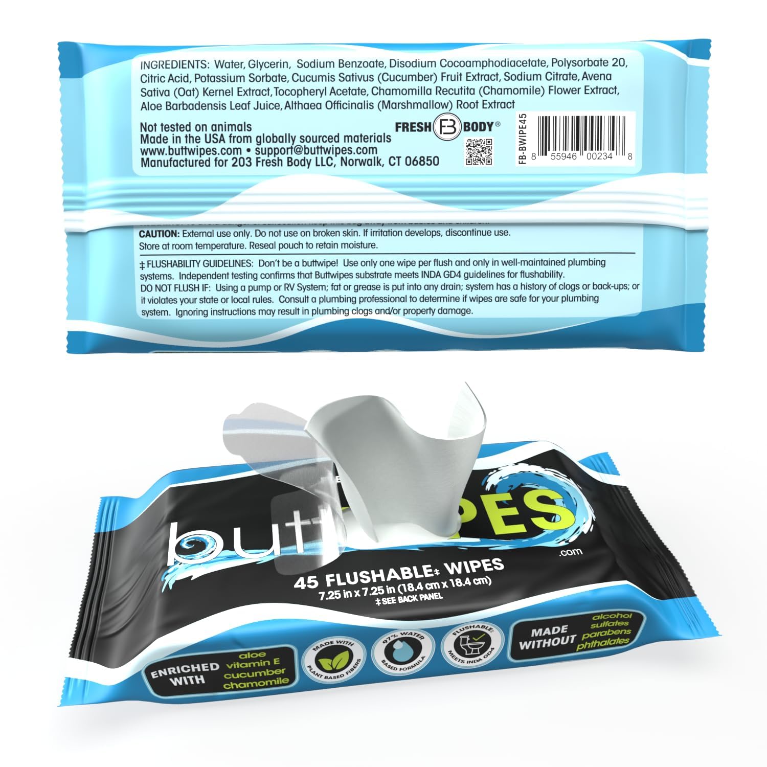 Flushable Wipes for Adults with Aloe and Vitamin E O3626