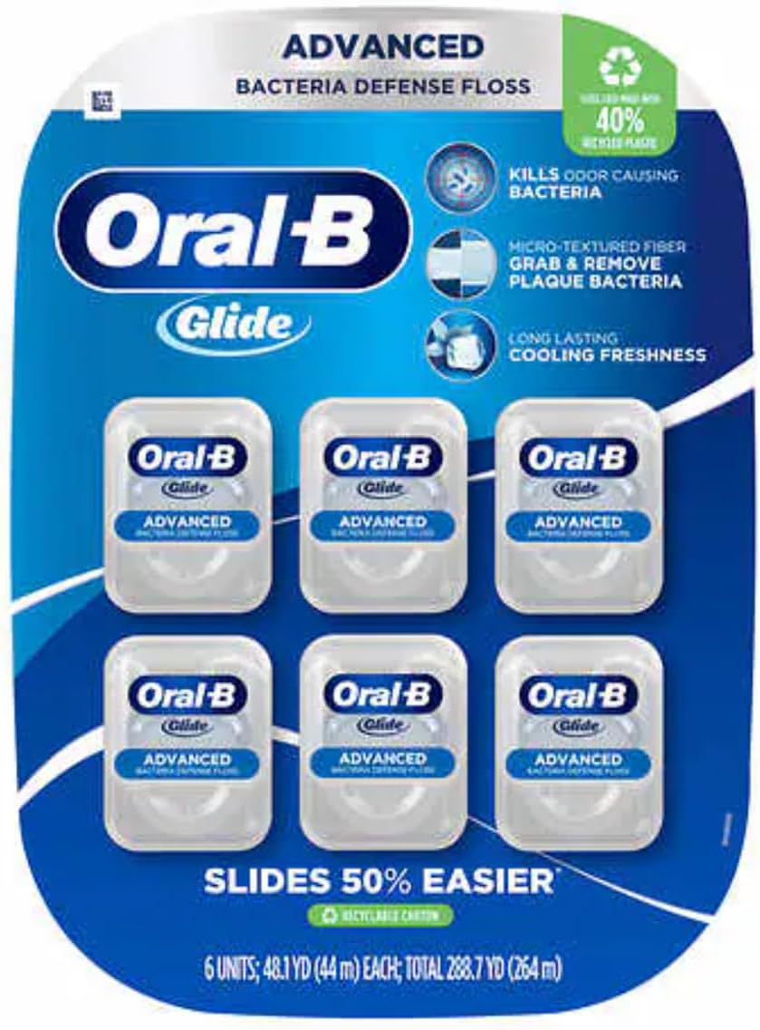 Glide Advanced Bacteria Defense Floss 44m, 6 Pack G842