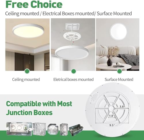 4PK 15.8 Inch LED Flush Mount Ceiling Light, 32W, 3480LM, Selectable CCT, Round Flat Panel J92415