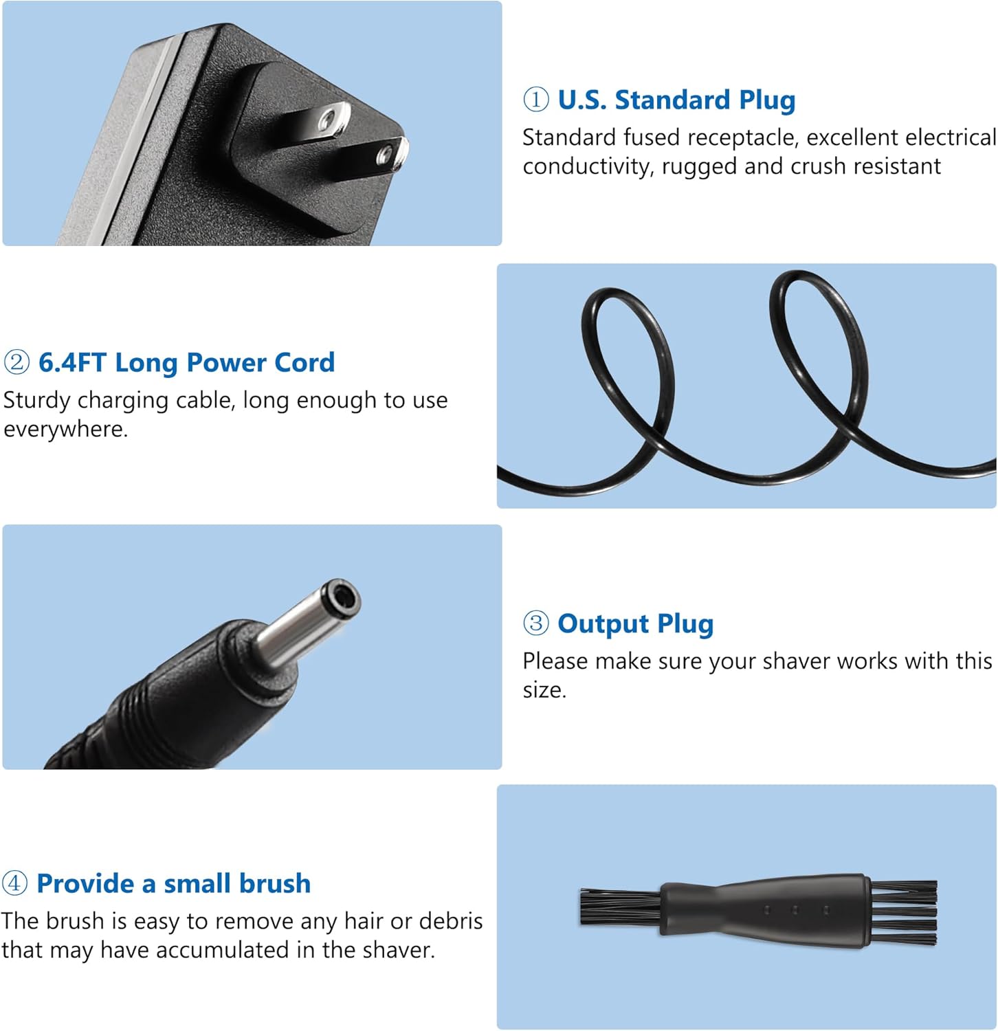 Charging Cord for Electric Shaver and Beard Trimmer, 6.4ft A93459