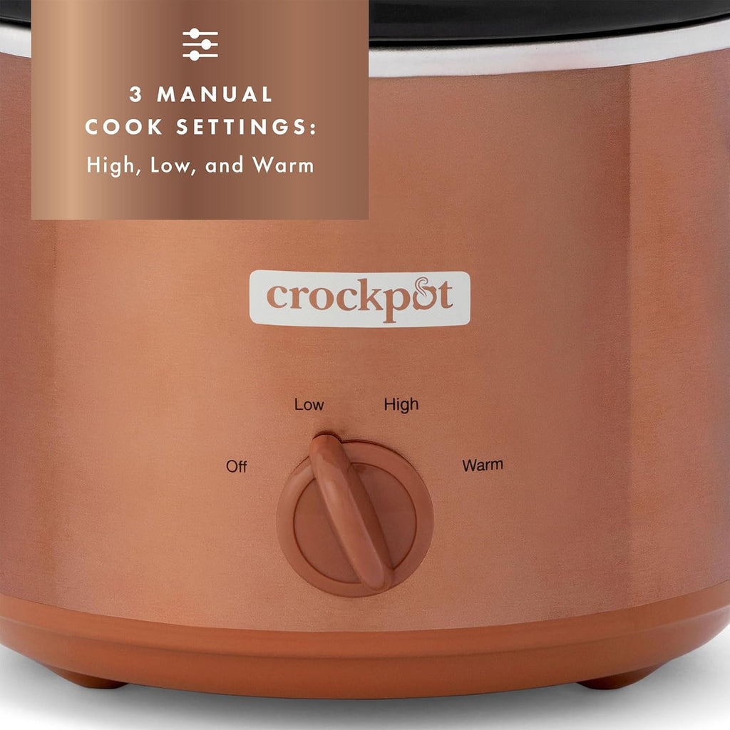 3 Quart Manual Slow Cooker with 3 Heat Settings, Removable Stoneware Bowl H9713