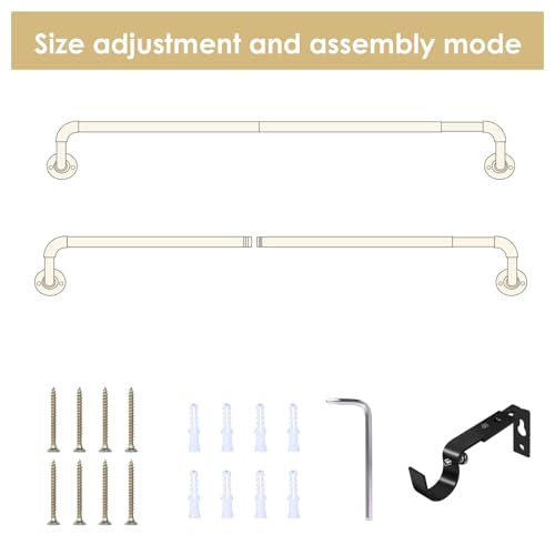 Curtain Rods for Windows 72-144", 1 Inch Industrial Black, Adjustable N77556