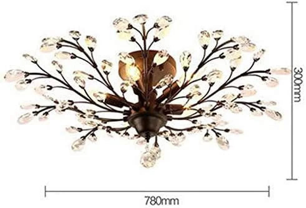 Vintage Crystal Chandelier Semi Flush Mount Ceiling Light D210