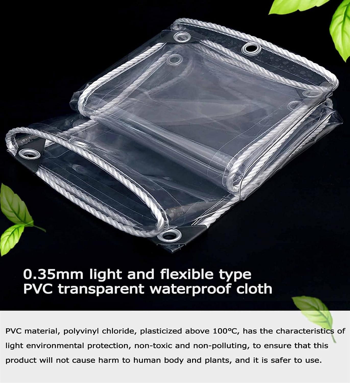 Heavy Duty Waterproof PVC Transparent Tarpaulin Cover for Patio Tent Enclosure, 1x3m Y690379