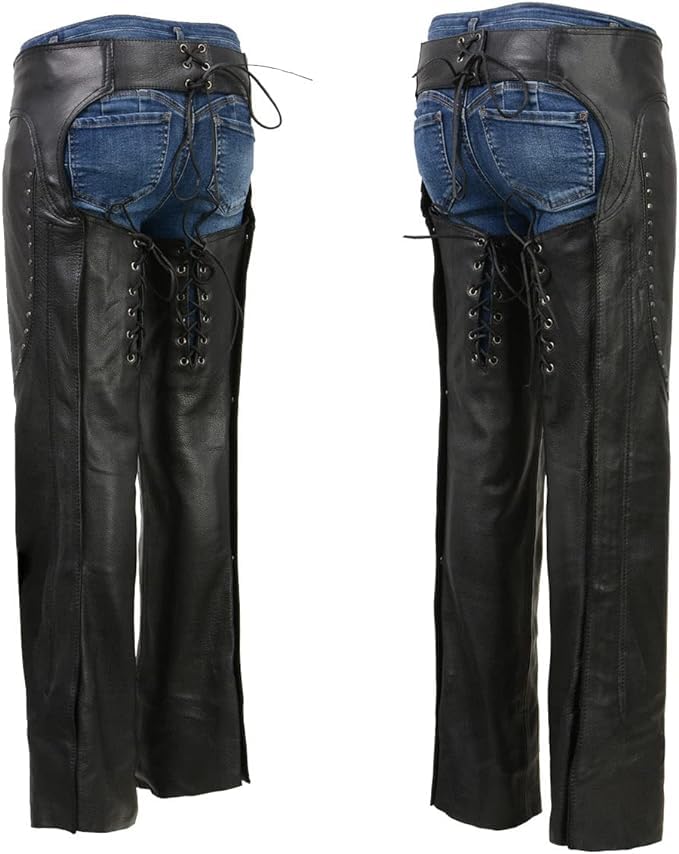 Women Low-Rise Motorcycle Chaps with Double Buckle H234