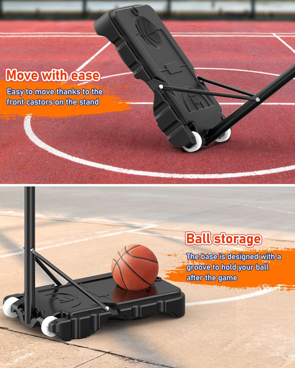 Portable Basketball Hoop, 5-7FT Adjustable, 33 Inch Shatterproof Backboard with Wheels V690391