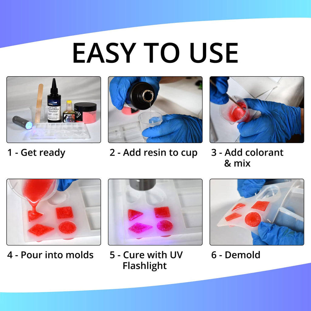 UV Cure Clear Acrylic Resin Kit with Flashlight for Jewelry Making V88097