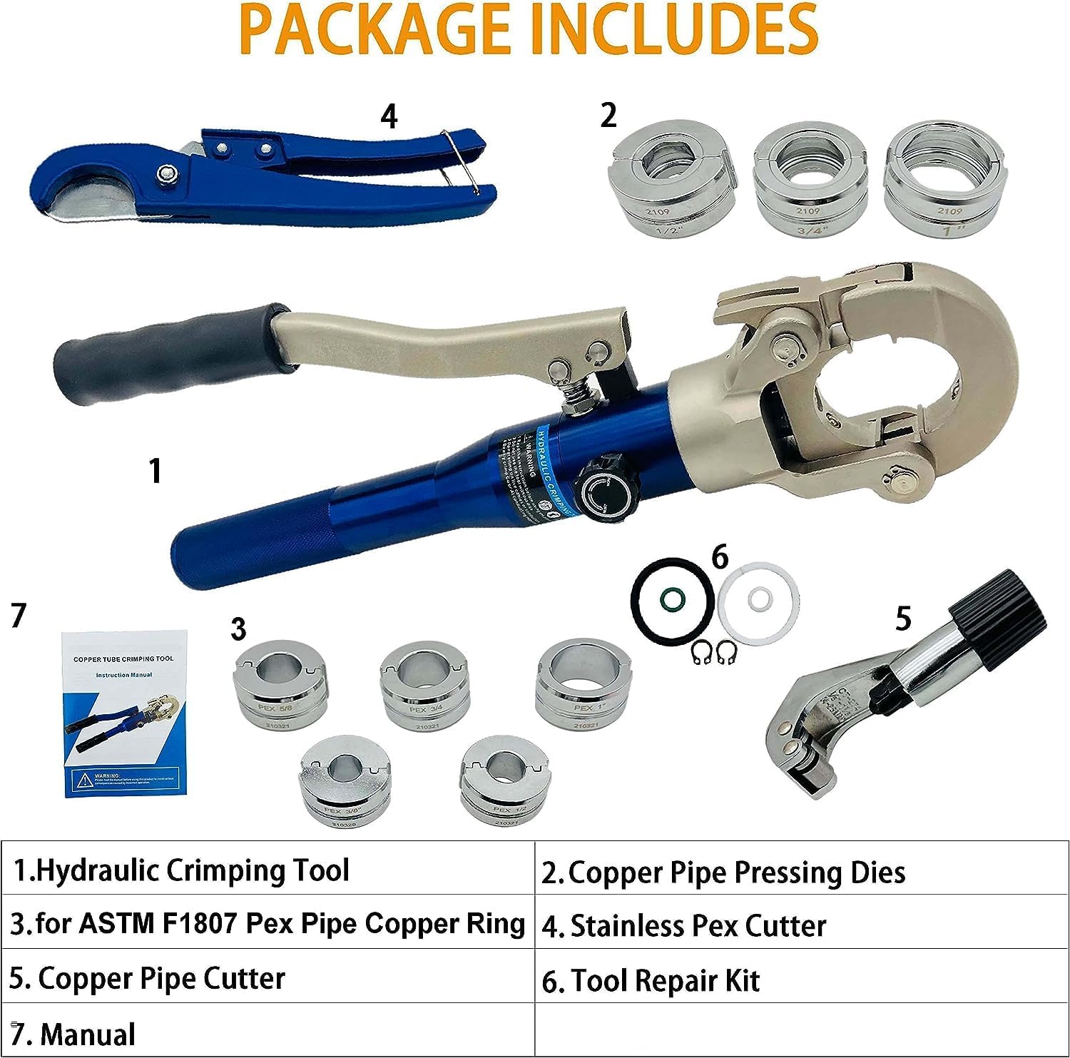 Copper Press Tool Pipe Crimping Tool for ProPress Fittings and PEX Pipe G1936