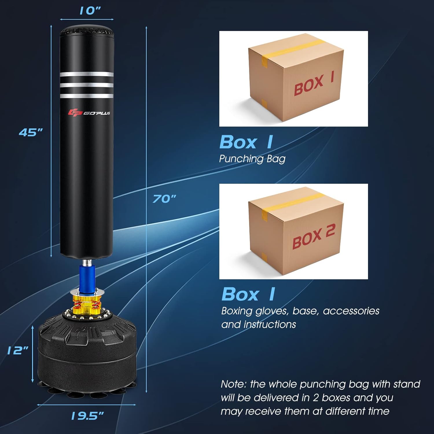 Freestanding Punching Bag with Gloves, 220LBS Heavy Boxing Bag for Home Gym F8436