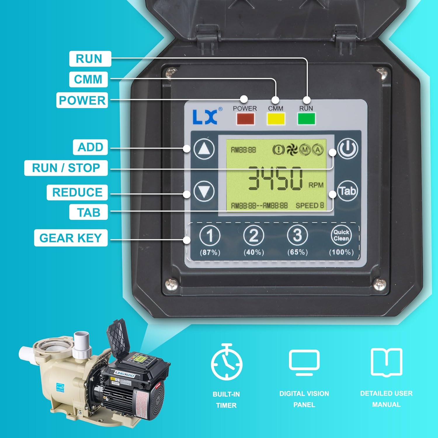 Variable Speed Pool Pump Inground 2HP with Filter Basket M40902