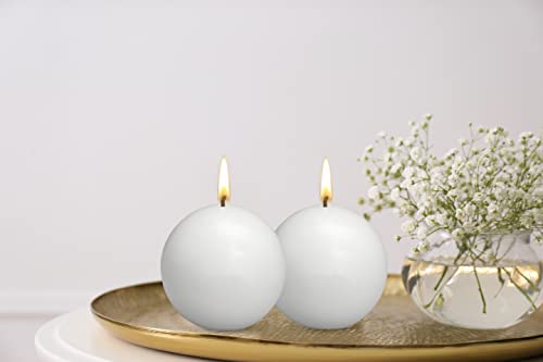 White Ball Candles 2.75 Inches Unscented Dripless Smokeless Set E781787