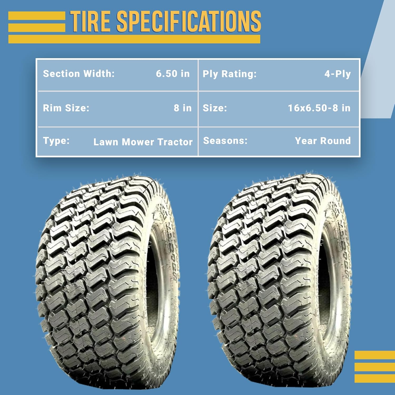 16x6.50-8 Lawn Tractor Turf Tire 4 Ply Rated G77987