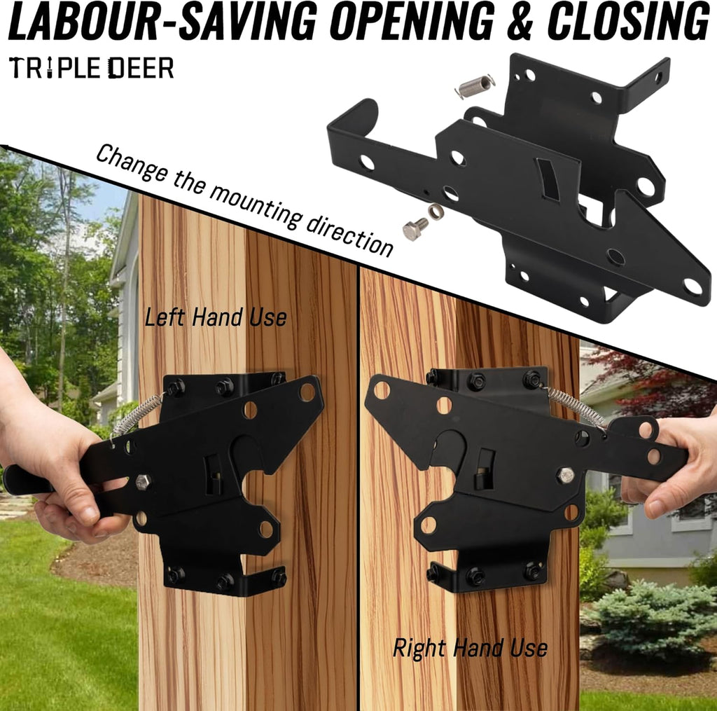 Heavy Duty Self-Closing Gate Latch for Wooden Fence, Outdoor Metal Hardware D427
