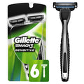 Gillette Mach3 Men's Disposable Razor, Sensitive, 6 Razors