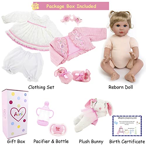 Lifelike Reborn Baby Doll 22 Inch Newborn Girl with Feeding Toy Accessories Gift Set U6351
