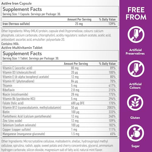 Iron Supplement for Women, High Potency Capsules with Multivitamin Tablets W528676