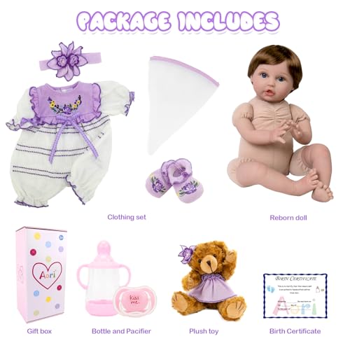 Lifelike Reborn Baby Doll 22 Inch with Feeding Accessories for Kids 3+ U252