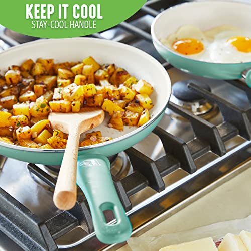 Soft Grip Ceramic Nonstick Frying Pan Skillet Set, 8 10 12 Inch, PFAS-Free, Dishwasher Safe Y411
