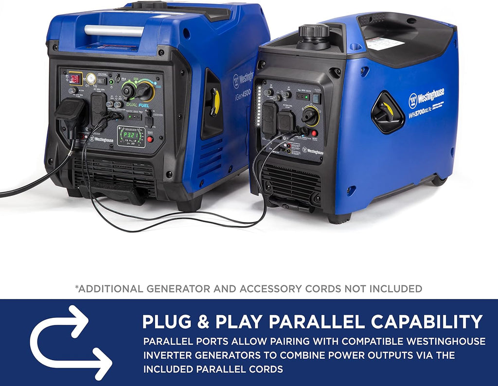 3700 Peak Watt Portable Inverter Generator with Wheel & Handle Kit, RV Ready 30A Outlet R628205