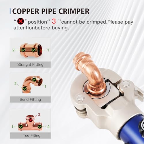 Hydraulic Copper Tube Crimping Tool with 1/2, 3/4, 1-inch Jaw B79589