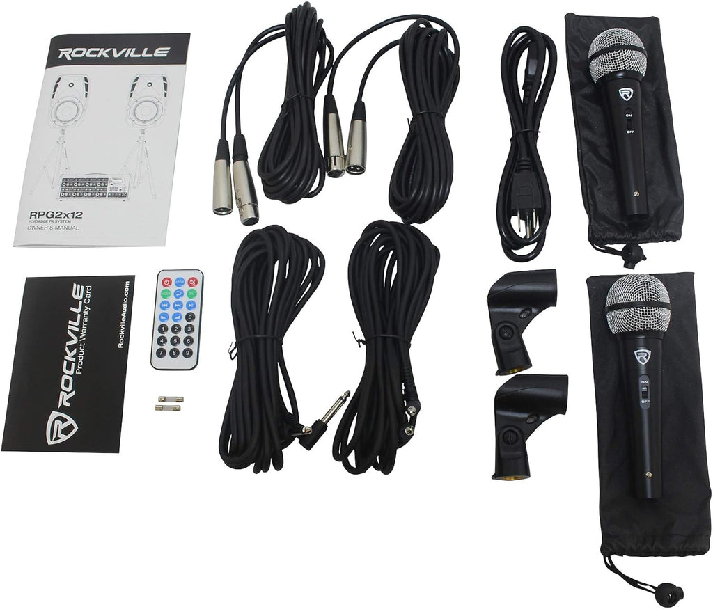 PA System with 12" Speakers, Stands, Mics & Bluetooth J456