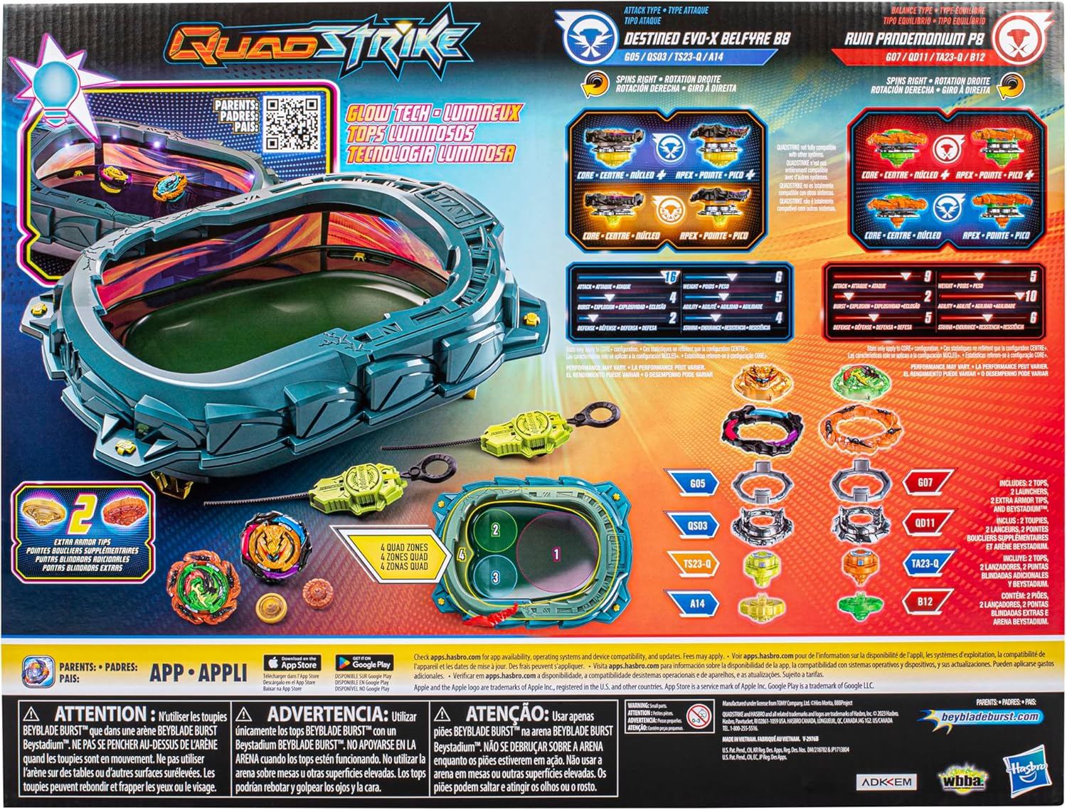 Spinning Tops Battle Set with Stadium and 2 Launchers, Toys for Ages 8 and Up E1571