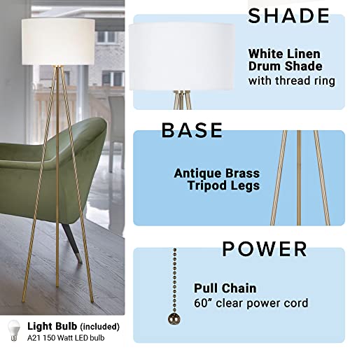 Mid-Century Modern Tripod Floor Lamp, Antique Brass O95704