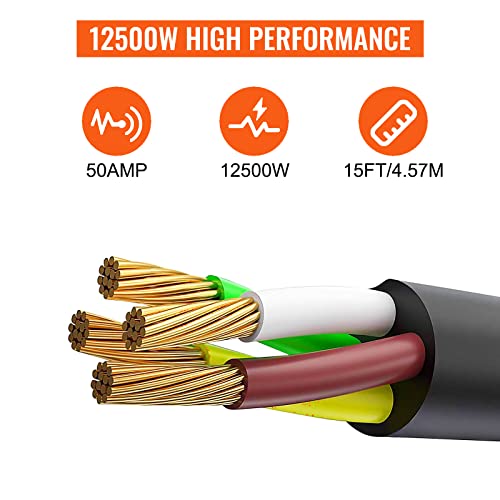 15 FT 50 Amp Generator Extension Cord NEMA 14-50P to SS2-50R & CS6364 G509