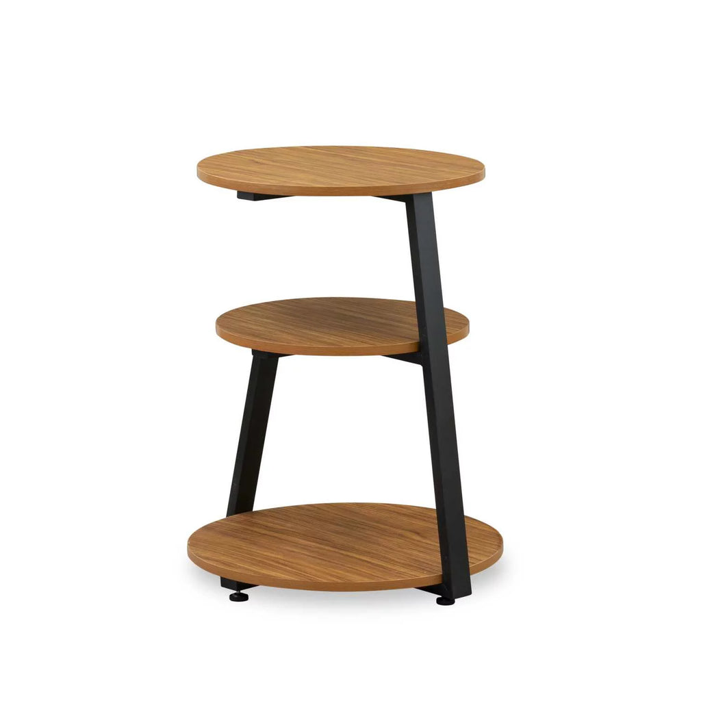 Round Wooden and Metal End Table in Black/Oak H987390