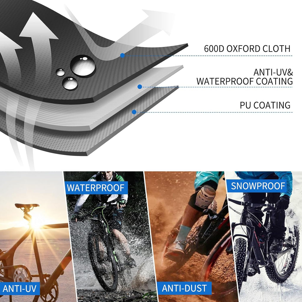 Bike Cover for 1-2 Bikes on Rear Rack, 600D Heavy Duty, with Elastic Straps and Tail Lights N48818