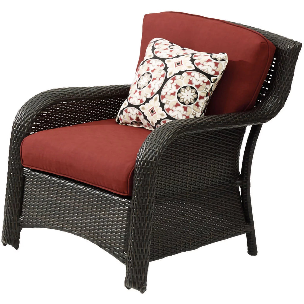 6-Piece Wicker Outdoor Conversation Set, Crimson Red P9795