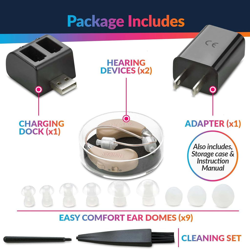 Rechargeable BTE Hearing Amplifier with USB Charging Dock D71611