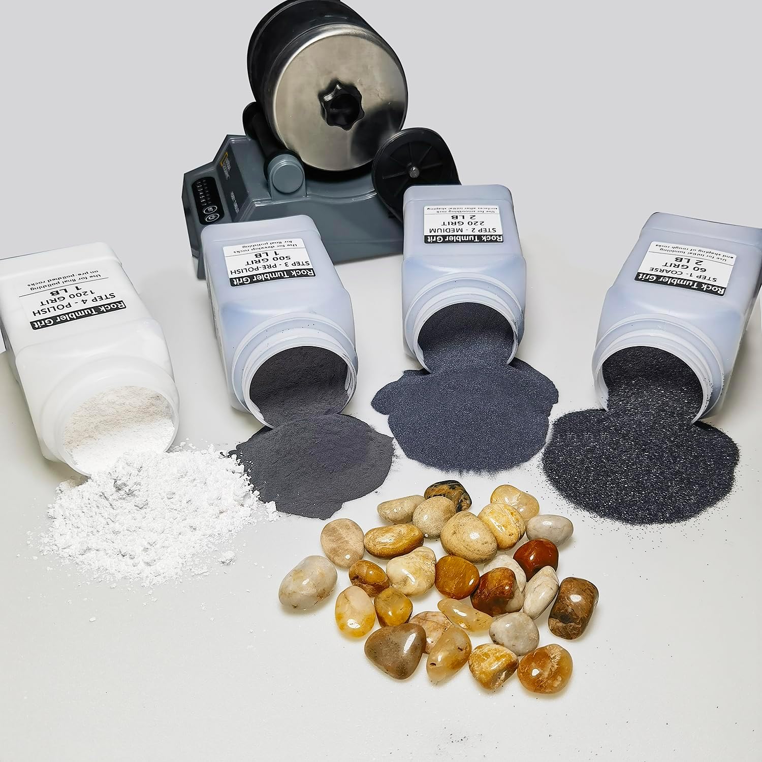 Rock Tumbler Grit Refill Kit with Polishing Media and Plastic Pellets I973