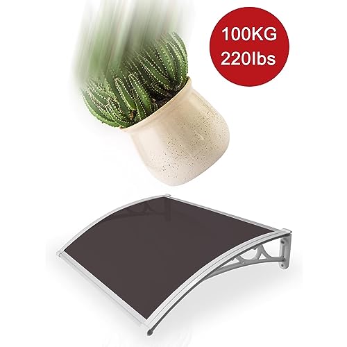 Front Door Canopy Window Awning with Polycarbonate Cover and White Bracket V6214