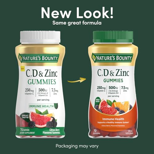 Immune Support Gummies with Vitamin C, D & Zinc, Citrus Berry, 70 Ct S627429
