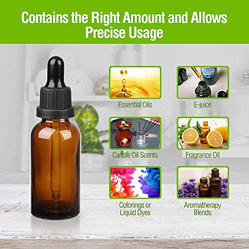 Amber Glass Dropper Bottles with Pipette, 4 x 50ml, Refillable Y515048