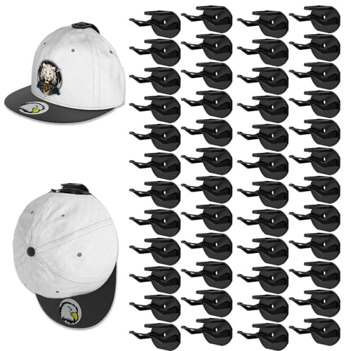 22 Pack Adhesive Hat Hooks for Wall, Super Strong Hat Rack for Baseball Caps, Hat Organizer Display for Home Decor, Hat Hangers Holder for Wall, Door, Closet, No Drilling - USA Patented (Black)