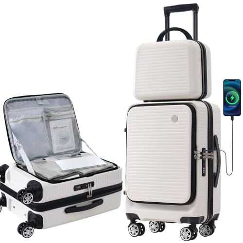 Front Open Carry-On Luggage 20 Inch with Wheels and USB Port R4157