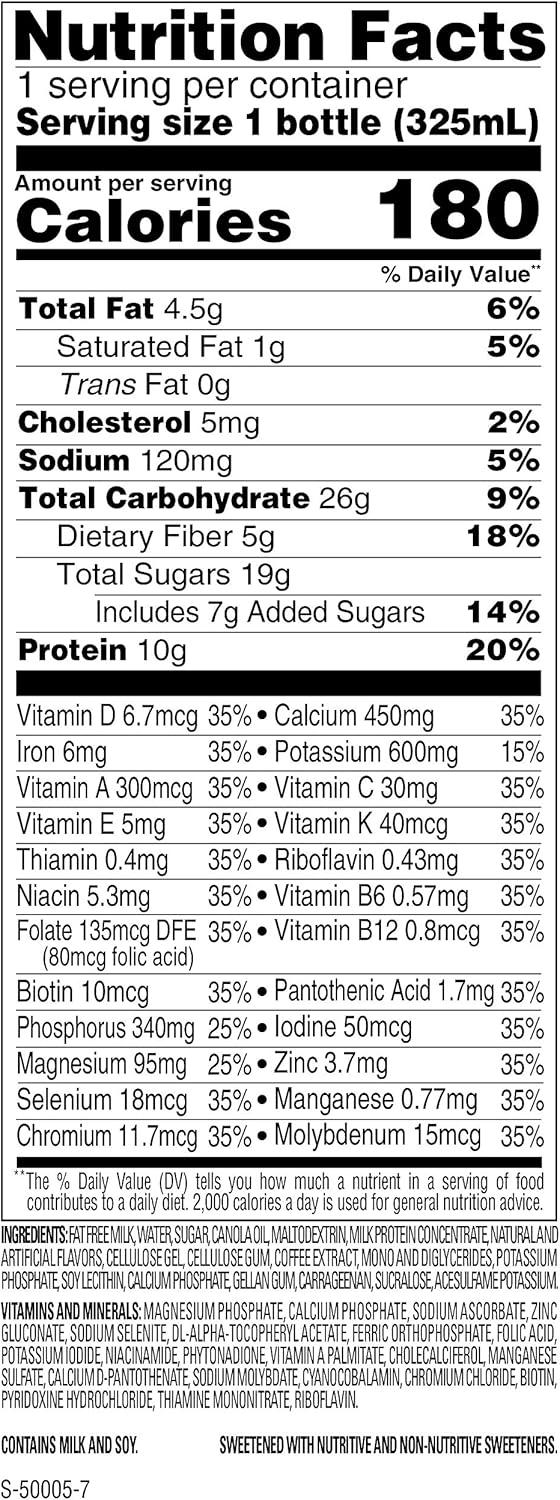 Cappuccino Meal Replacement Shake, 10g Protein, 11 Fl Oz, 4 Count (Pack of 2) S86427