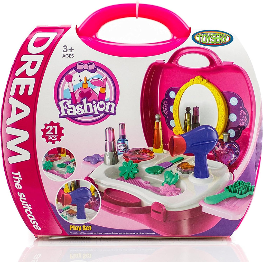 21-Piece Pretend Play Makeup Kit for Girls with Beauty Salon Case I961