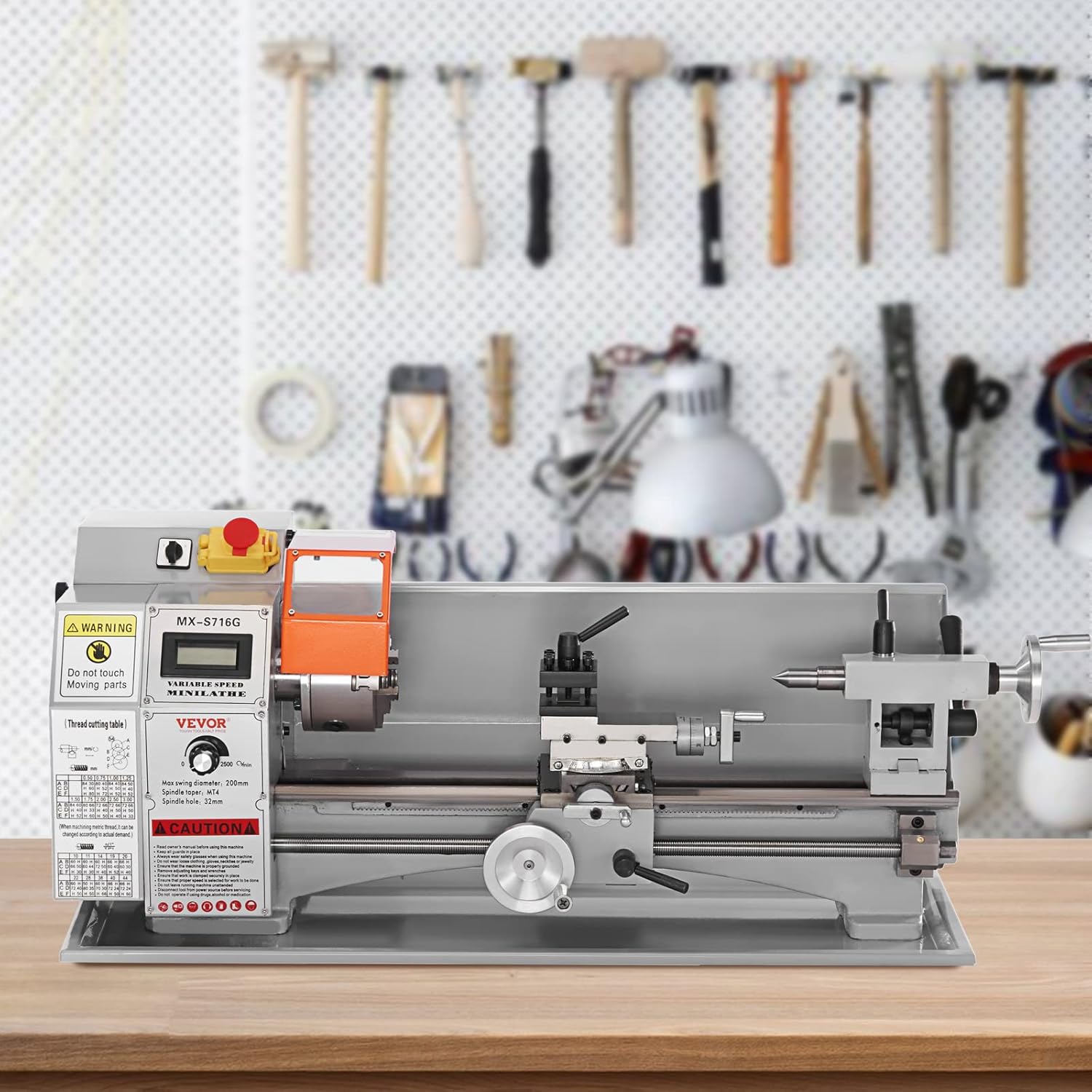 Mini Metal Lathe Machine, 7 x 16 Inch, 800W Benchtop Power Lathe, 150-2500 RPM Variable Speed X459