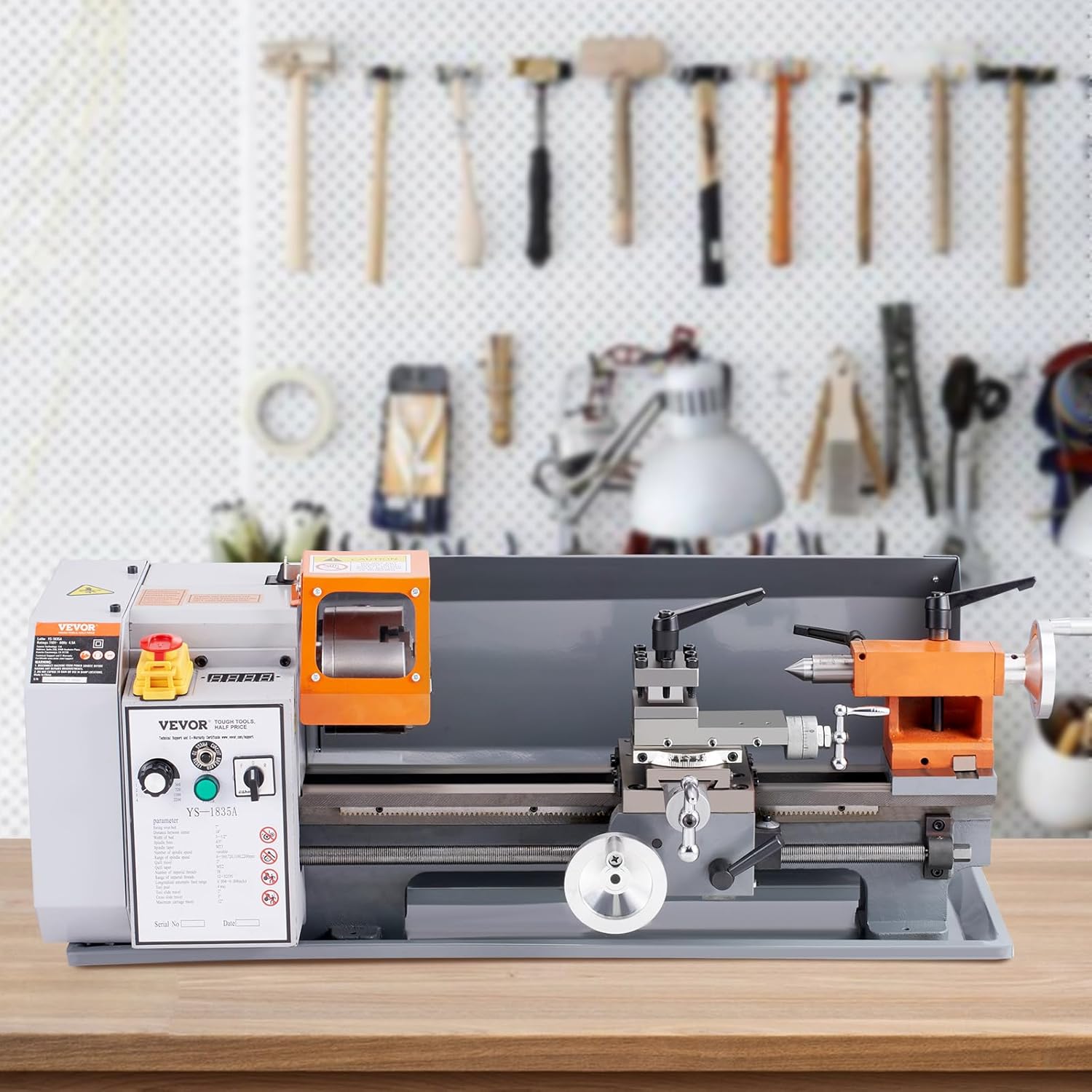 Metal Lathe Machine, 7 x 13.78 Inch, Benchtop Power Lathe, 0-2200 RPM Variable Speed, with Tool Box B8618